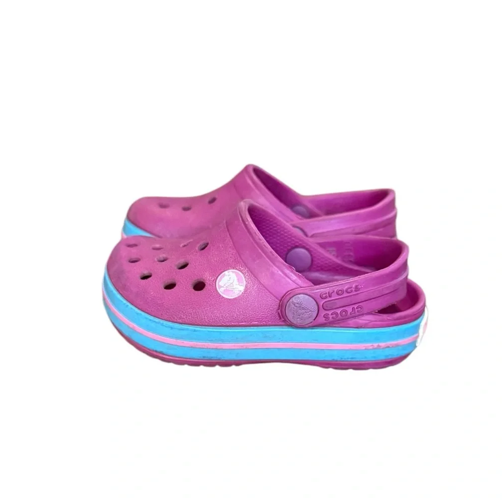 Crocs Crocband Kids Pink and Blue Clogs